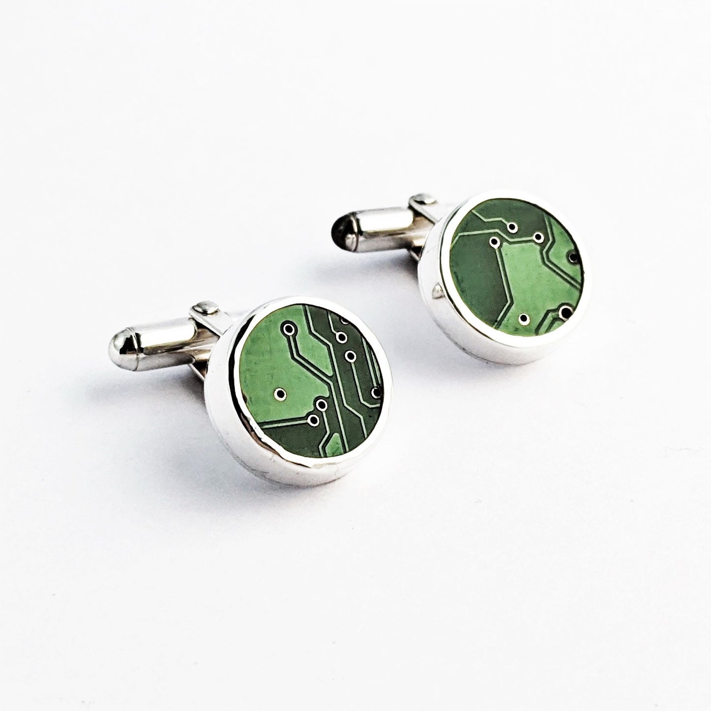 Sterling Silver Circuit Board Cufflinks