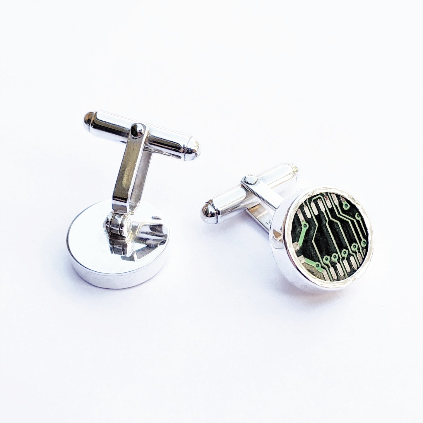 Sterling Silver Circuit Board Cufflinks