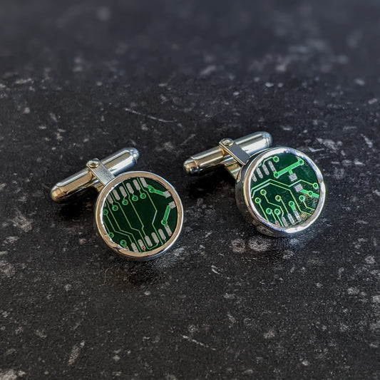 Sterling Silver Circuit Board Cufflinks