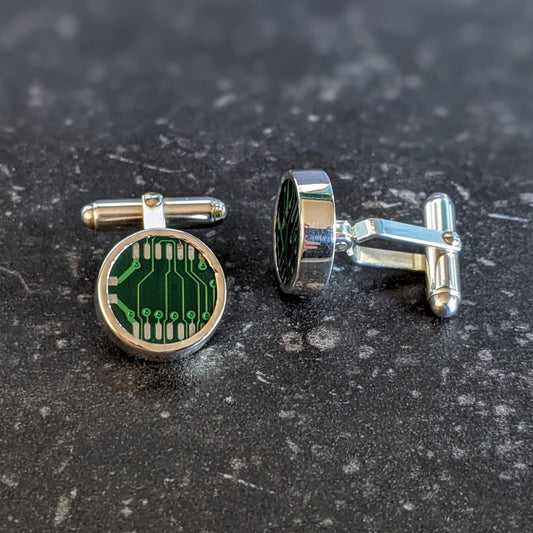 Sterling Silver Circuit Board Cufflinks