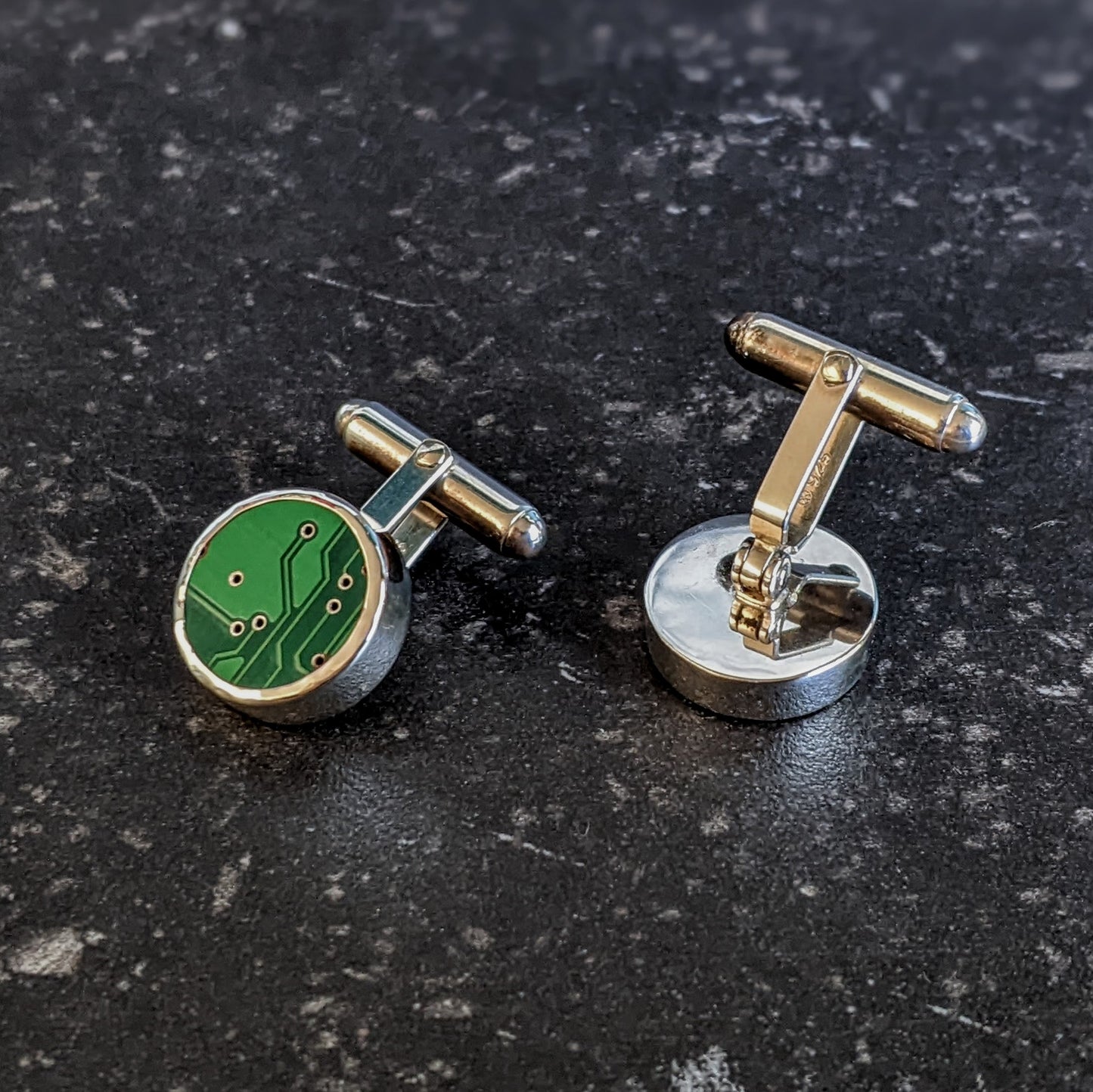 Sterling Silver Circuit Board Cufflinks