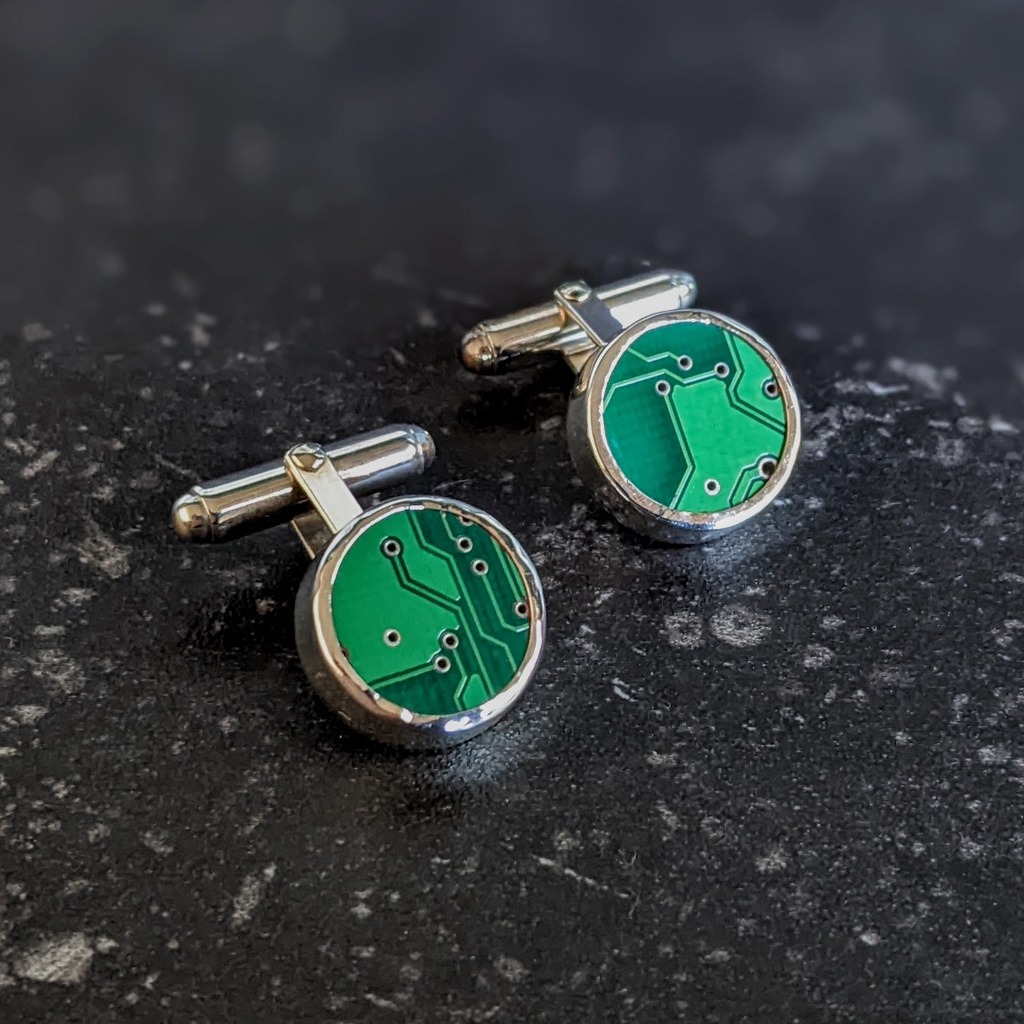 Sterling Silver Circuit Board Cufflinks