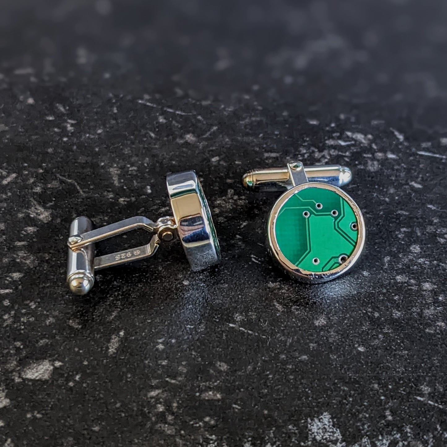 Sterling Silver Circuit Board Cufflinks