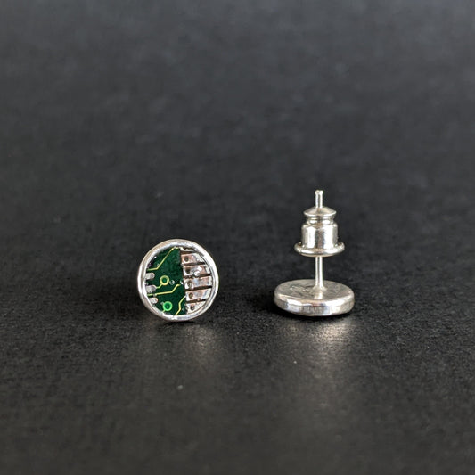 Sterling Silver Circuit Board Stud Earrings