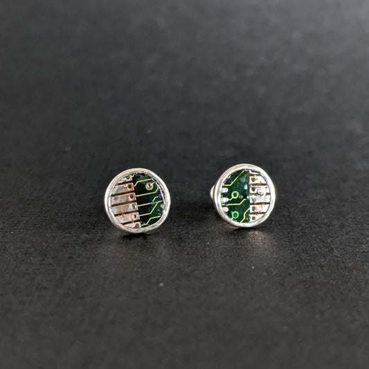 Sterling Silver Circuit Board Stud Earrings