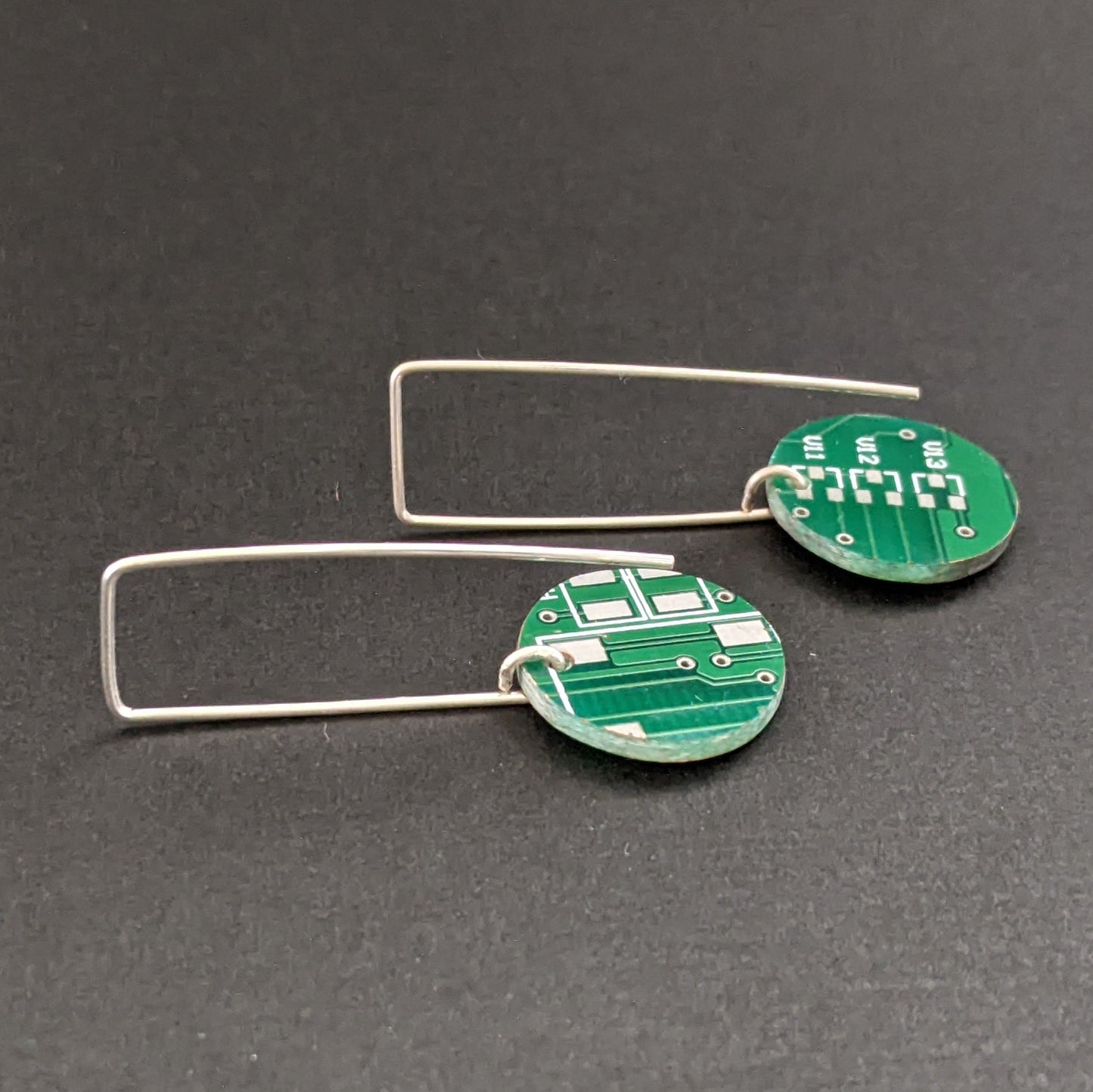 Sterling Silver Circuit Board Hook Earrings