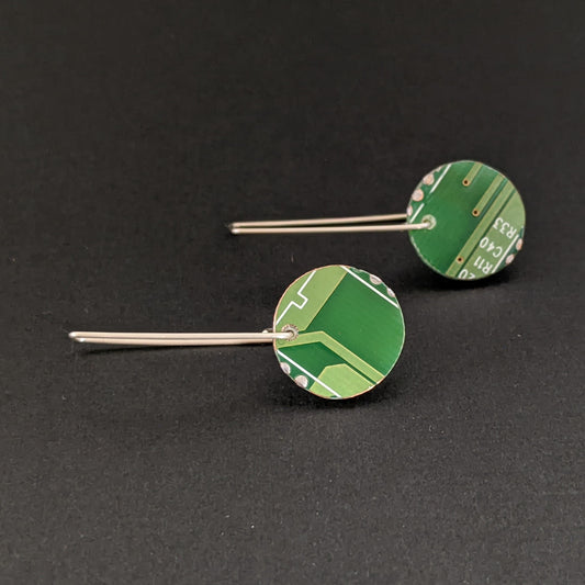 Sterling Silver Circuit Board Hook Earrings