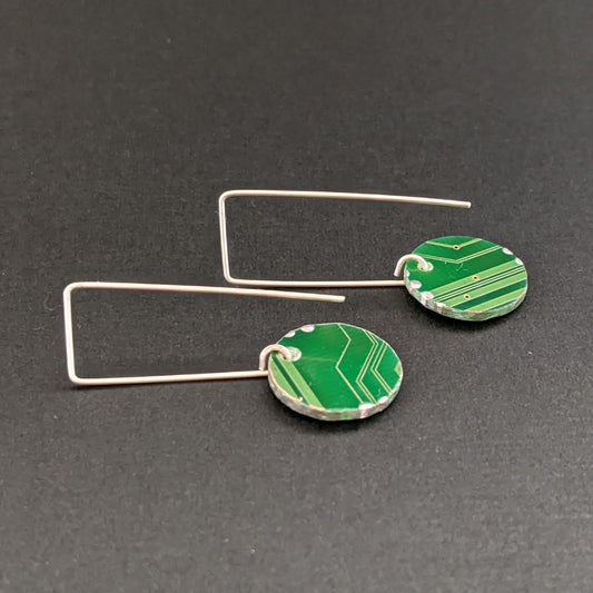 Sterling Silver Circuit Board Hook Earrings