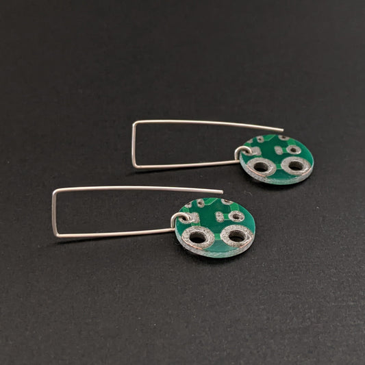 Sterling Silver Circuit Board Hook Earrings