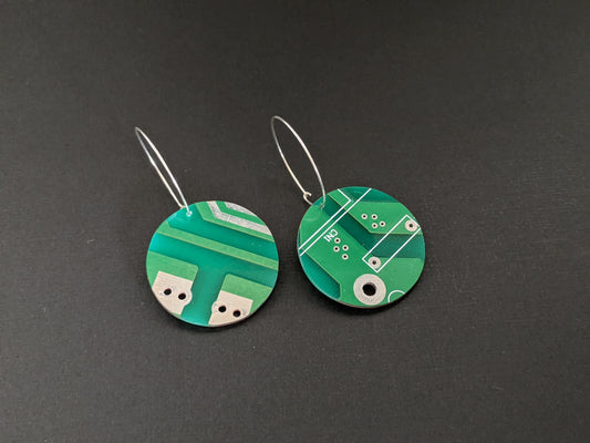 Sterling Silver Circuit Board Hoop Earrings