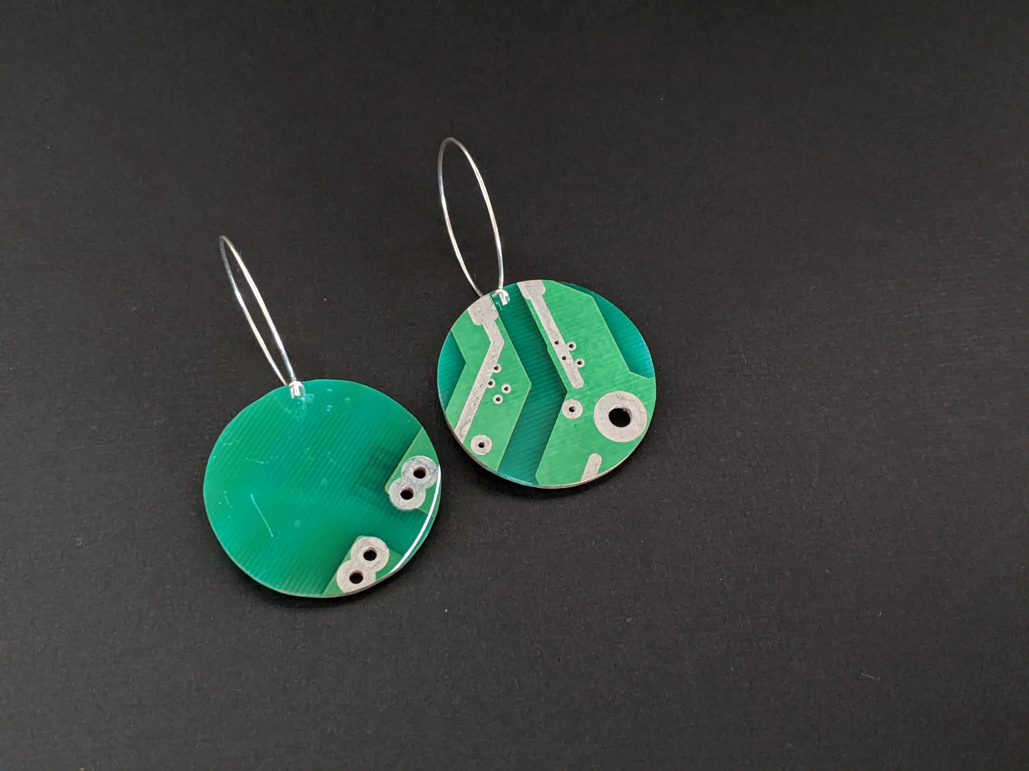 Sterling Silver Circuit Board Hoop Earrings