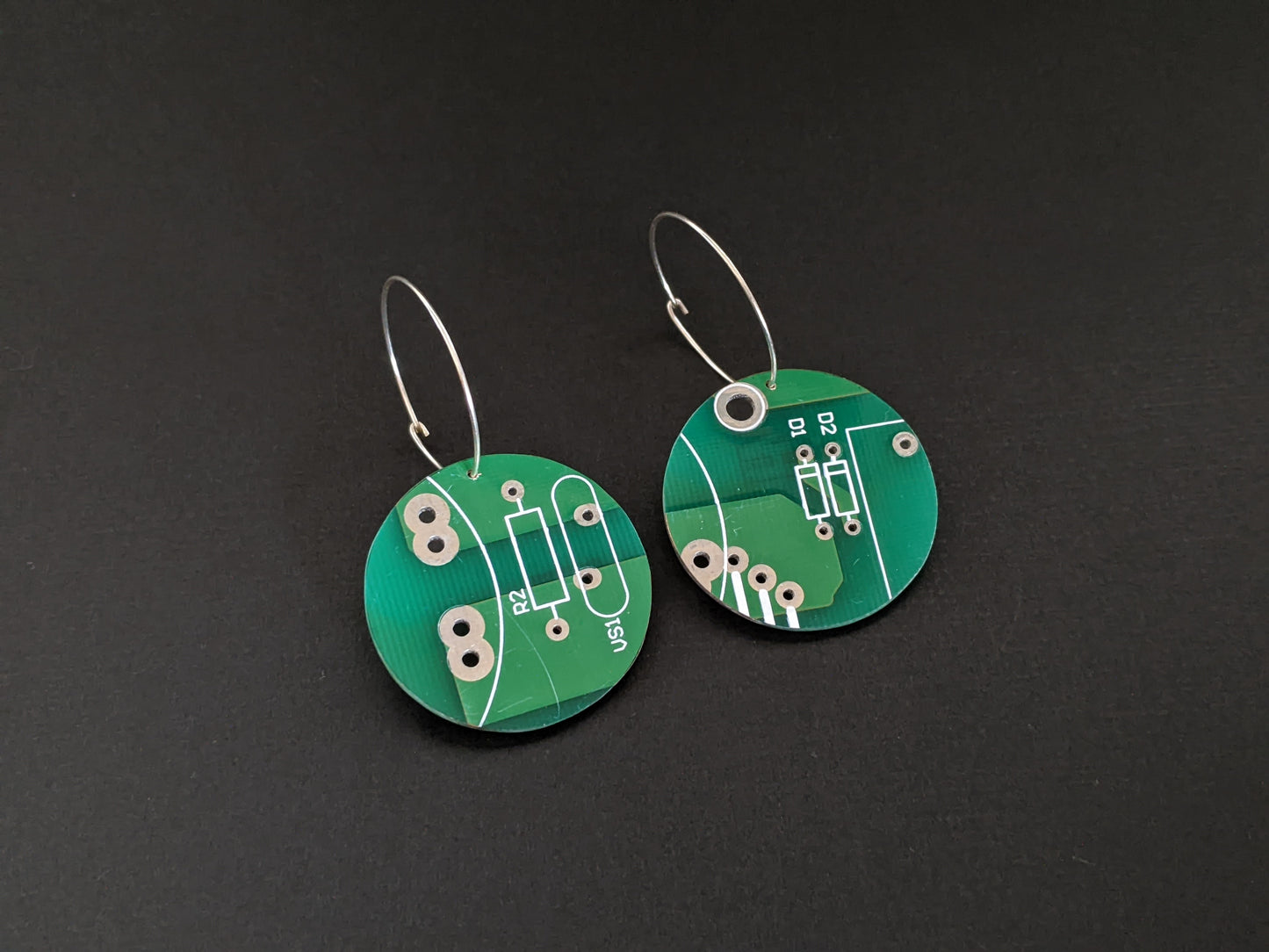 Sterling Silver Circuit Board Hoop Earrings