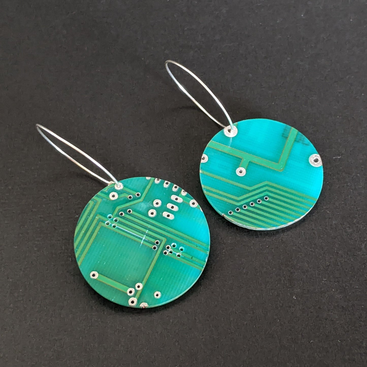 Sterling Silver Circuit Board Hoop Earrings