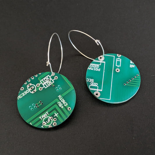 Sterling Silver Circuit Board Hoop Earrings