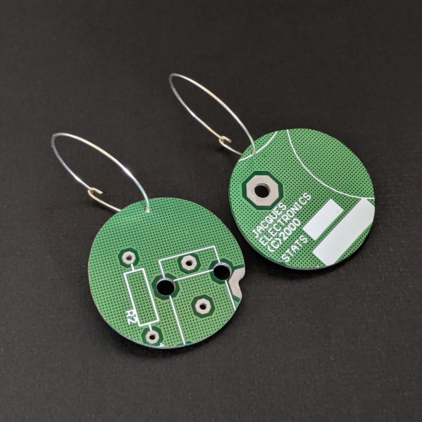 Sterling Silver Circuit Board Hoop Earrings